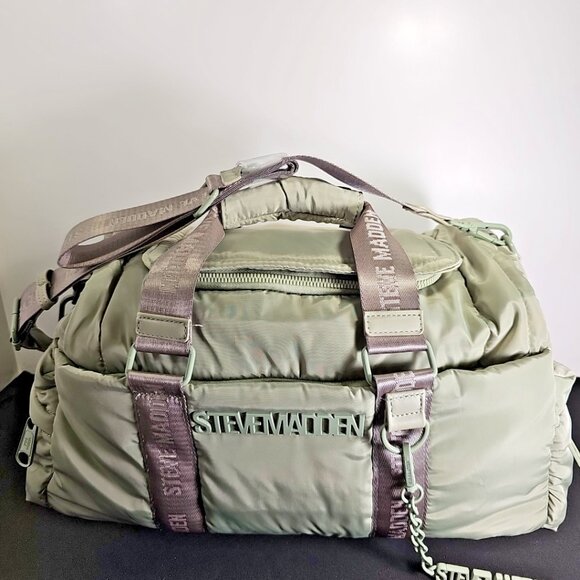 Steve Madden DT623615 ML Olive Quilted Puffer Weekender Bag - NWT - Picture 1 of 13
